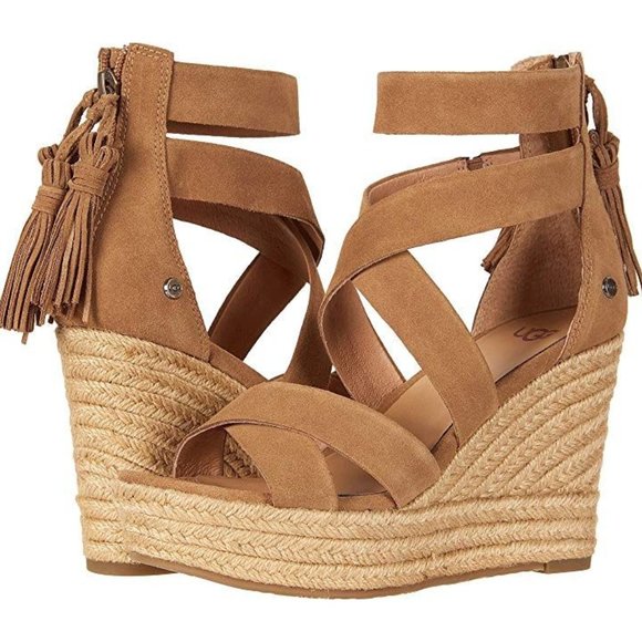 UGG Shoes - UGG Raquel Platform Espadrille Suede Tassel Sandal